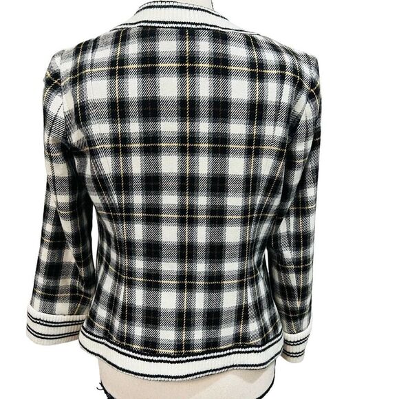 Anthropologie Plenty by Tracy Reese Plaid Wool blend zip blazer jacket size 4 - Picture 5 of 10